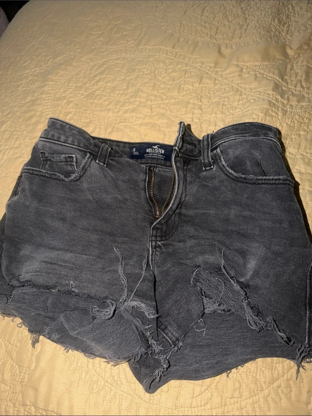 Hollister Washed Black Distressed Denim Shorts